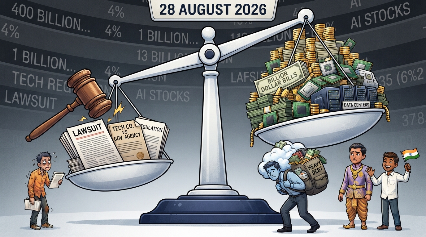 Scales of justice tilt toward stacks of money while a raised gavel waits to strike.