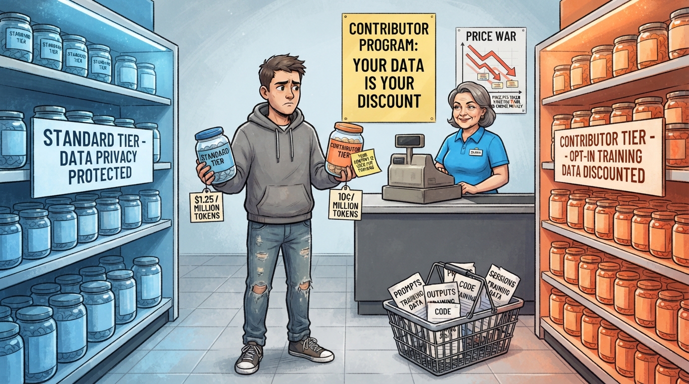 A shopper weighs a pricey standard jar against a cheap contributor jar in a privacy supermarket.